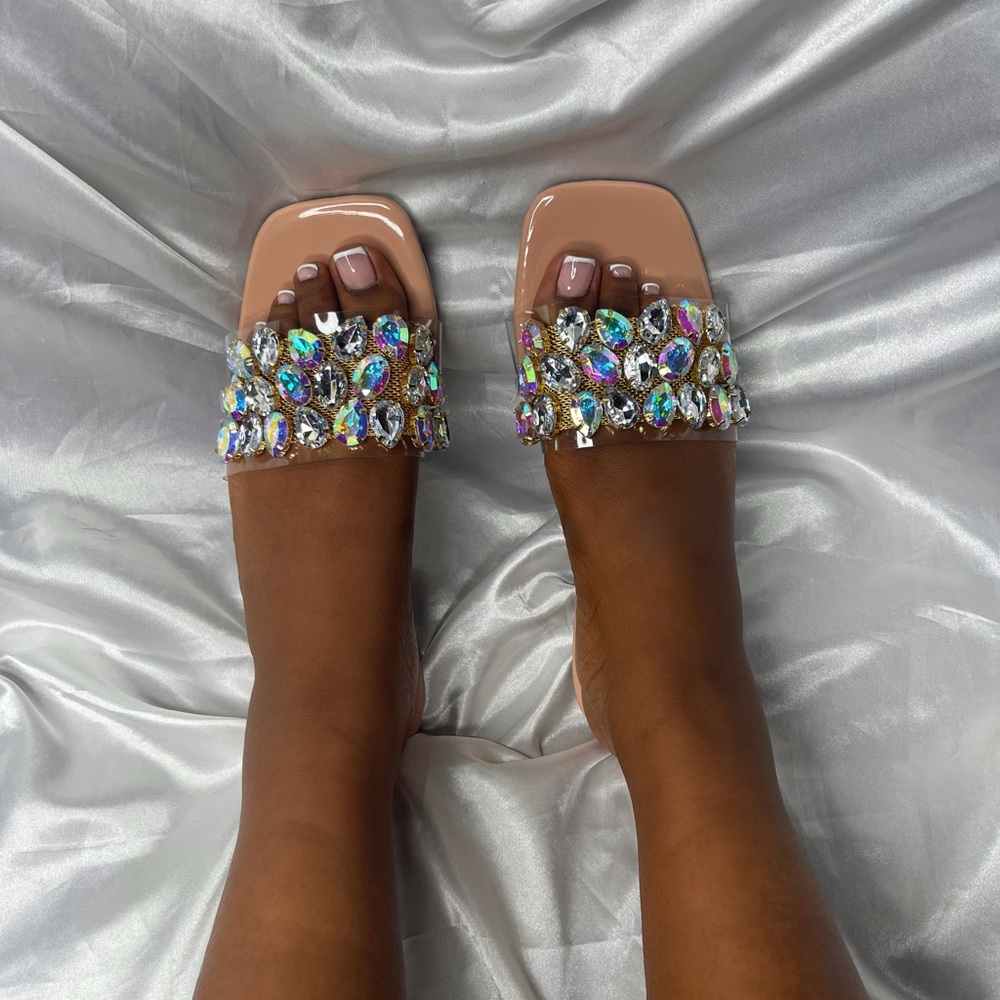 Elegant Tan Gemstone Embellished Women's Sandals